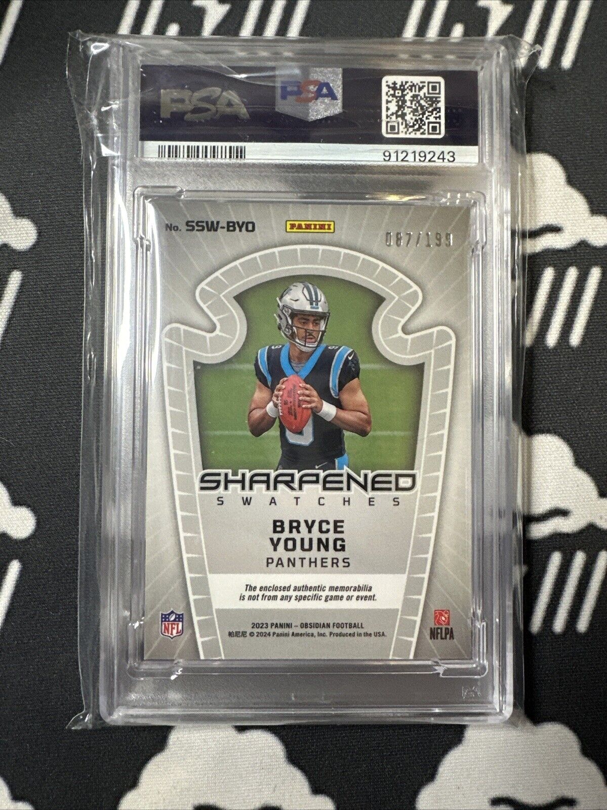 2023 Obsidian Bryce Young Sharpened Swatches /199 PSA 10