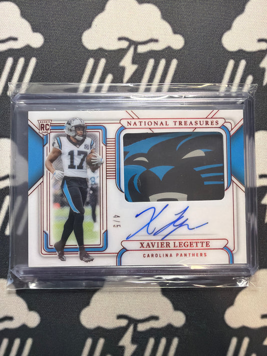 2025 Xavier Legette National Treasures Team Logo RC Patch Auto 4/5