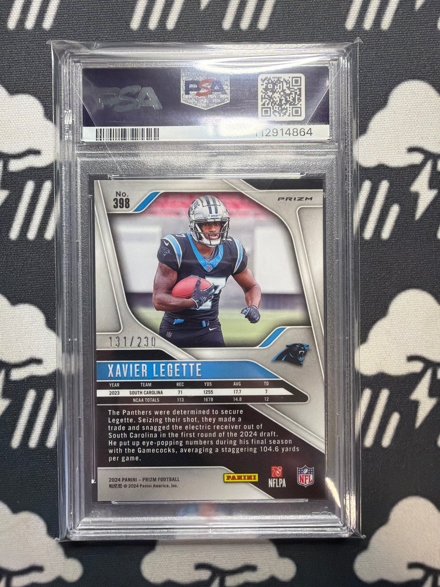 2024 Prizm Xavier Legette Blue Wave RC /230 PSA 9