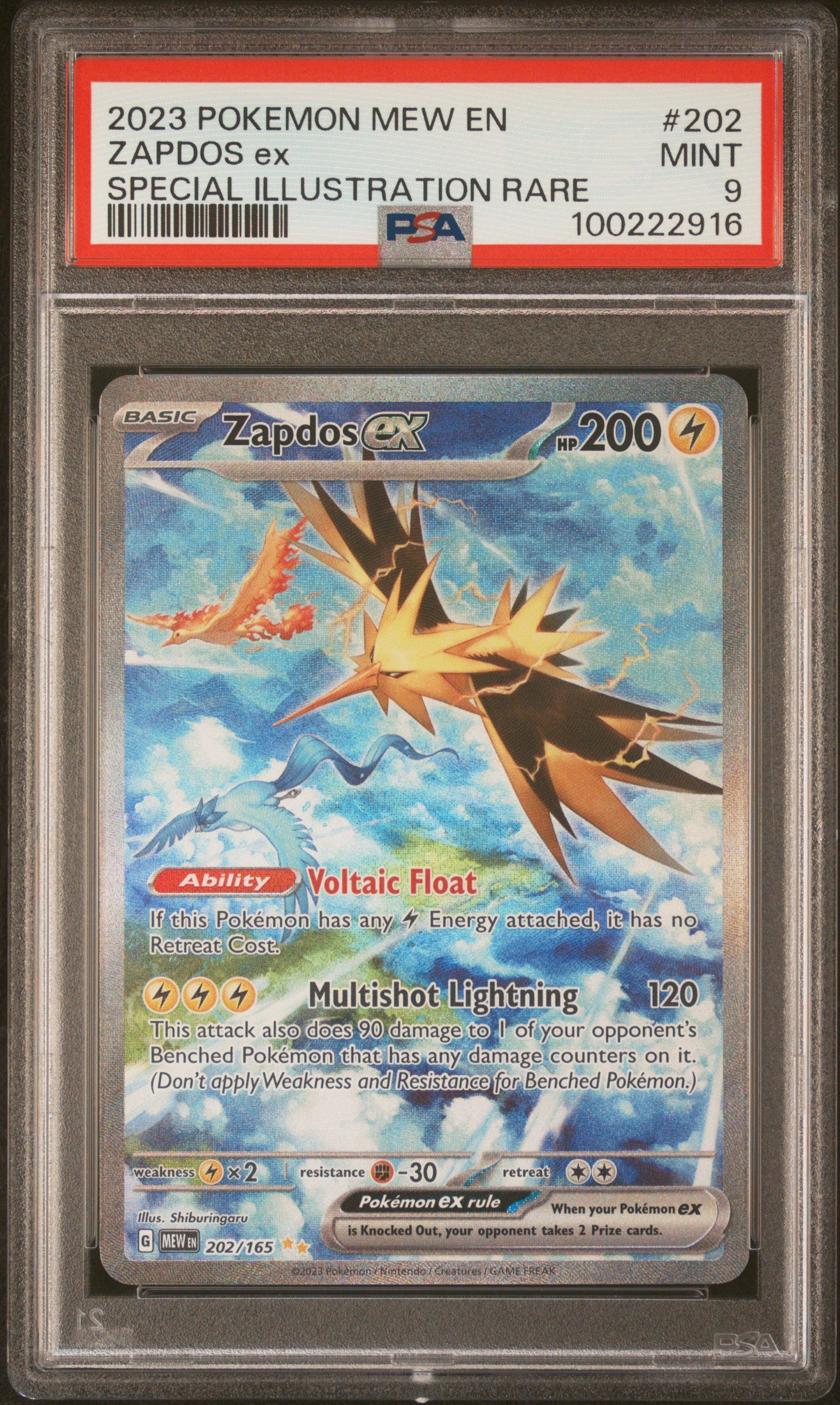 PSA 9 2023 POKEMON MEW EN-151 202 ZAPDOS ex SPECIAL ILLUSTRATION RARE