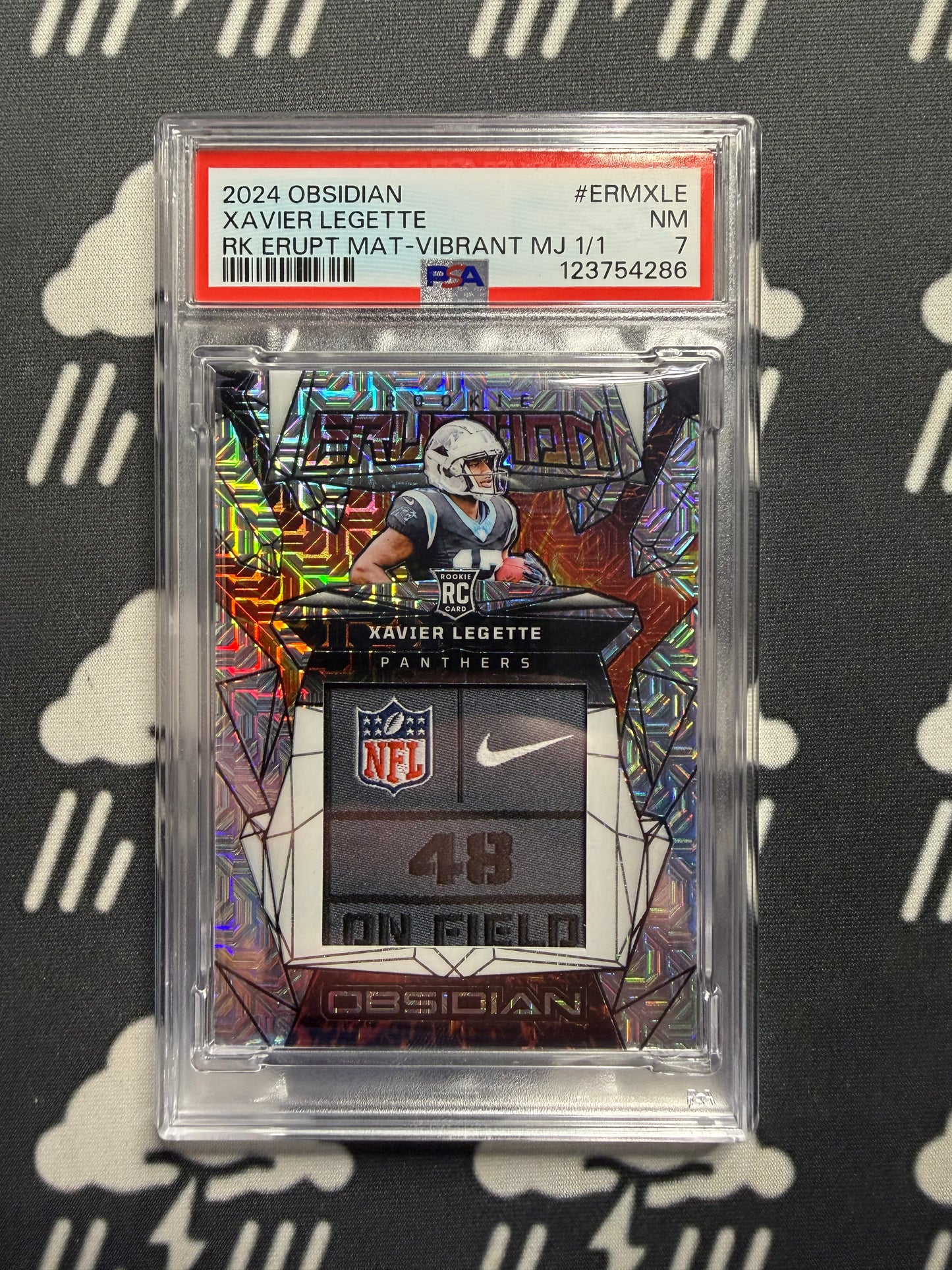 2024 Obsidian Xavier Legette Rk Erupt Mat Vibrant 1 of 1 PSA 7
