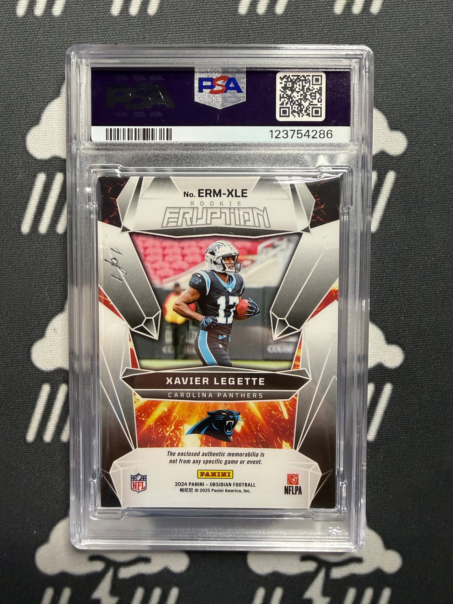 2024 Obsidian Xavier Legette Rk Erupt Mat Vibrant 1 of 1 PSA 7