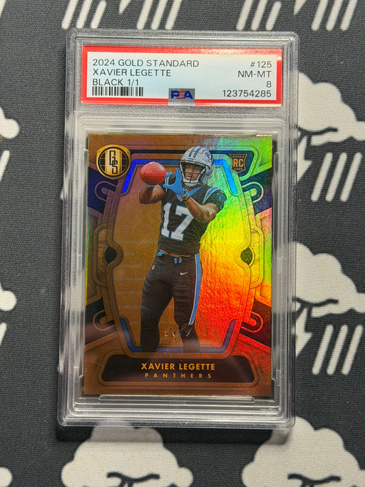 2024 Gold Standard Xavier Legette Black 1 of 1 PSA 8