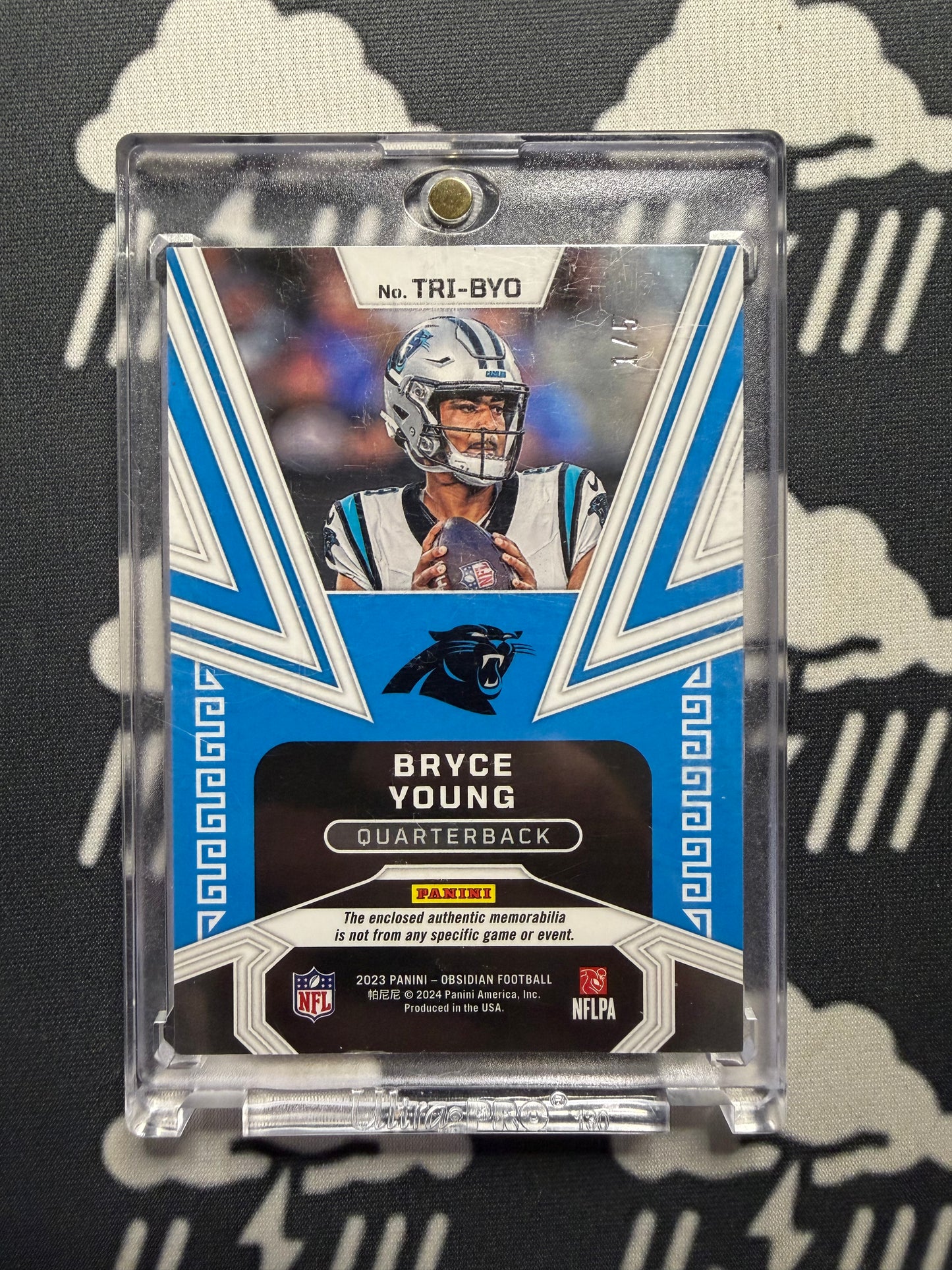 2023 Panini Obsidian Bryce Young Trifecta Patch 1/5 Rookie Card