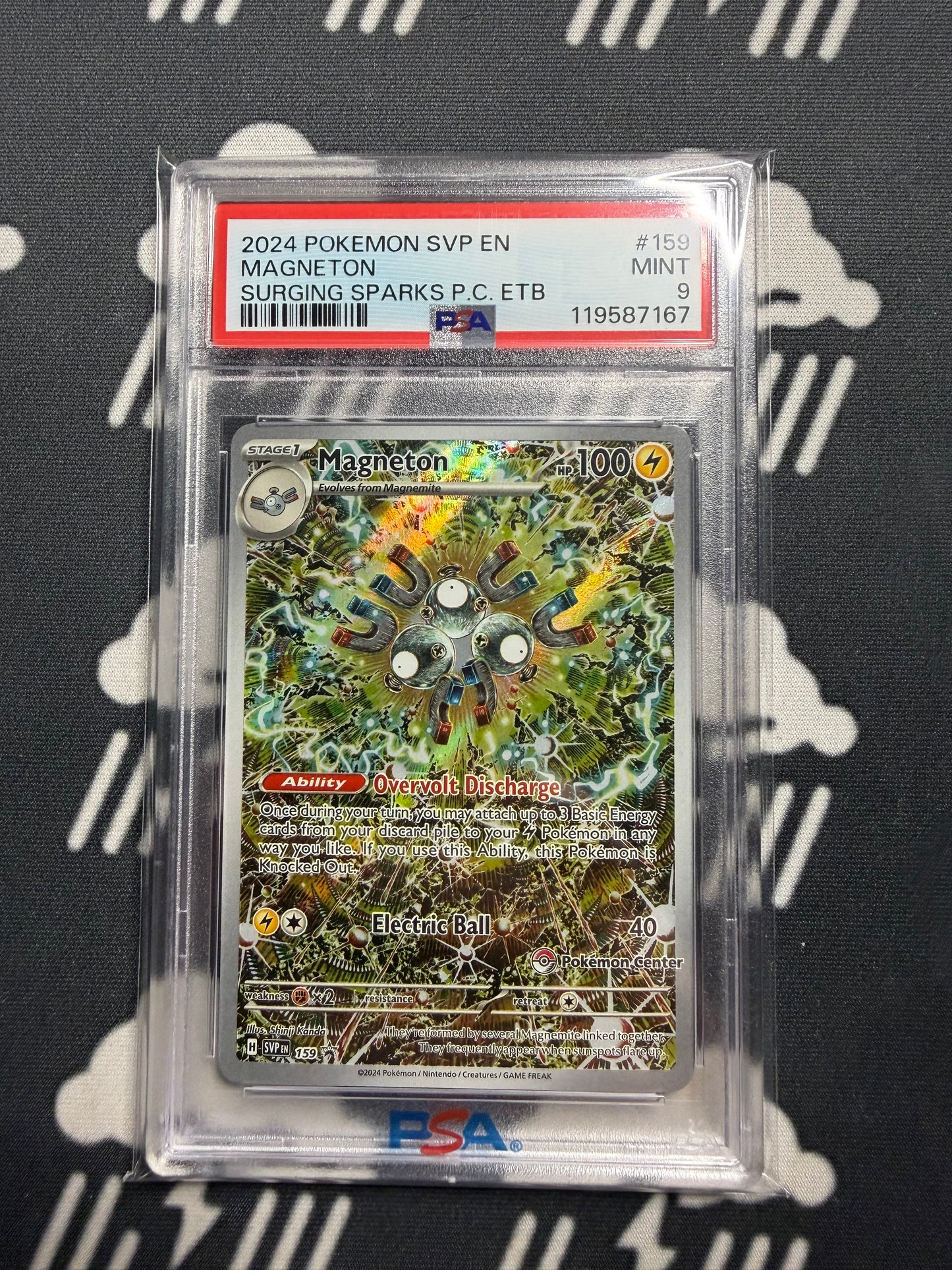 2024 Pokemon SVP EN Magneton Surging Sparks P.C. ETB PSA 9
