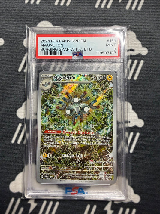 2024 Pokemon SVP EN Magneton Surging Sparks P.C. ETB PSA 9