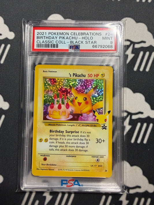 2021 Pokemon Celebrations Birthday Pikachu Holo Classic Coll Black Star PSA 9