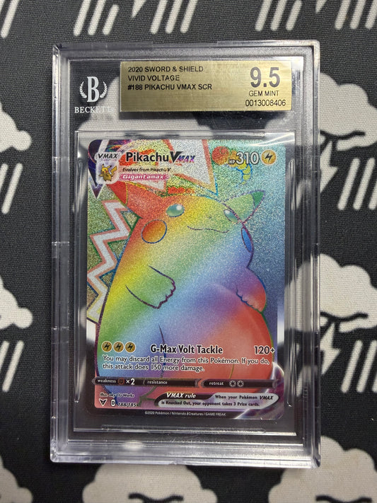 2020 Pokemon Sword & Shield Vivid Voltage #188 Pikachu VMAX SCR BGS 9.5